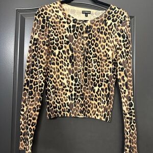 Express Animal Print Button-Up very soft Cardigan